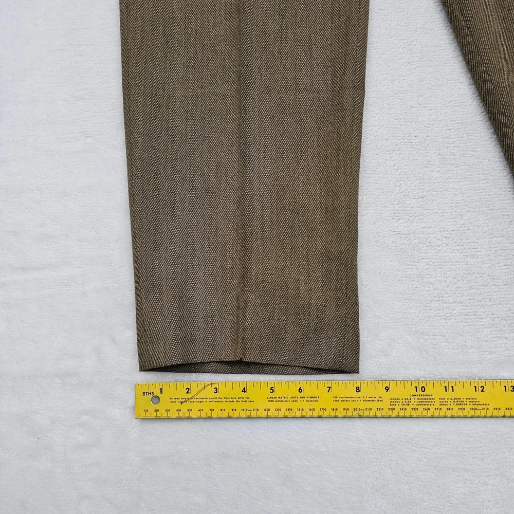 Luciano Barbera Dress Pants Mens 52 34x29 Brown Wool Italy Flat Front READ